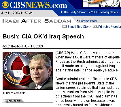 [CIA Ok'd Iraq Speech]